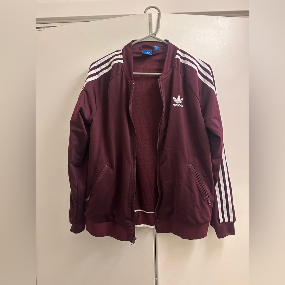 Adidas Burgundy Track Jacket in Size M